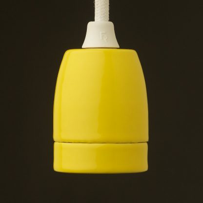 Yellow Fine Porcelain E27 pendant lamp holder