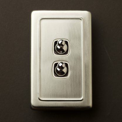 Traditional satin chrome large plate double rocker switch