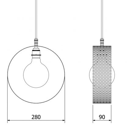 Circular club&round mesh steel vertical pendant dimensions