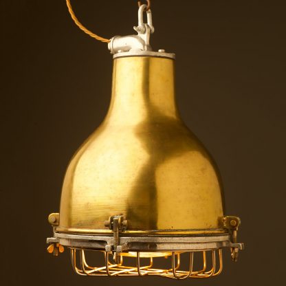 Vintage brass ships enclosed caged pendant