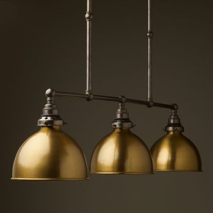 Bronze 3 Lamp Billiard table light antiqued brass dome