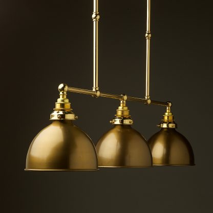 New Brass 3 Lamp Billiard table light antiqued brass shade