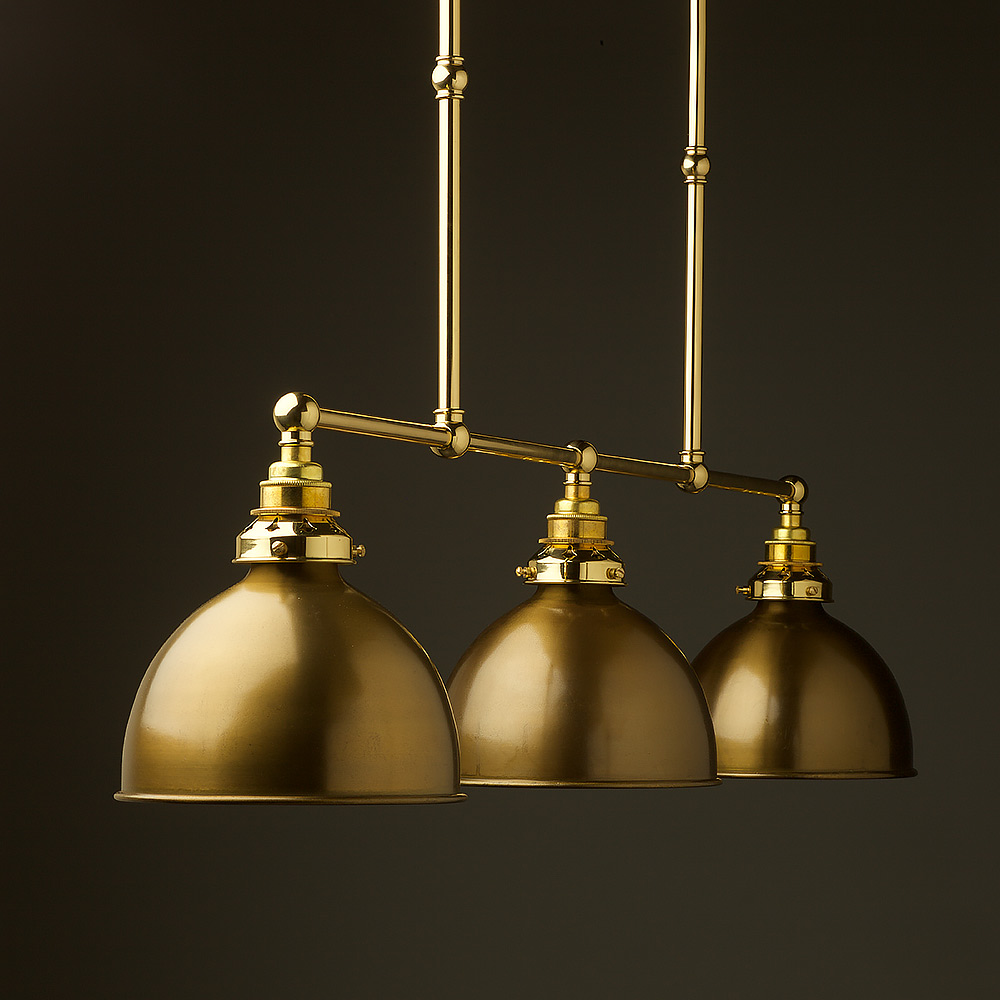 Polished Brass Edison Billiard Table Light, Billiard Table Lamp Shades