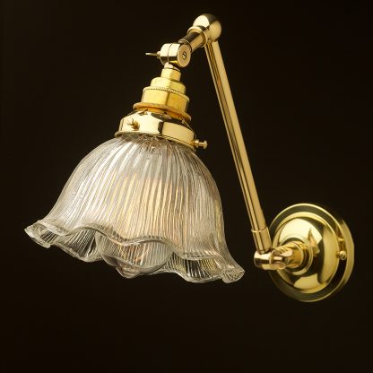 New Brass adjustable wall light fluted holphane dome