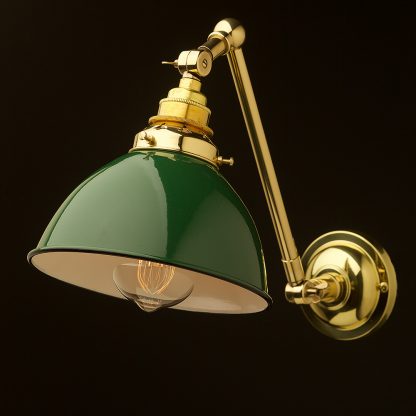 New Brass adjustable wall light green dome