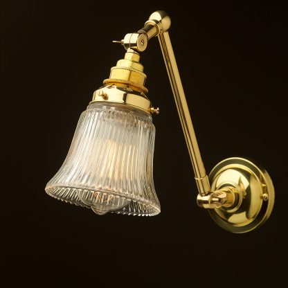 New Brass adjustable wall light holphane bell