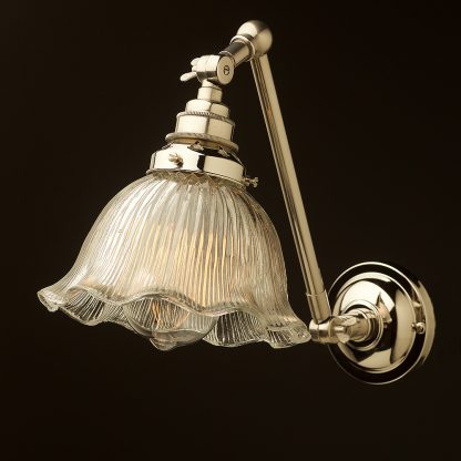 Nickel adjustable wall light fluted holophane dome