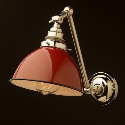 Nickel adjustable wall light red dome