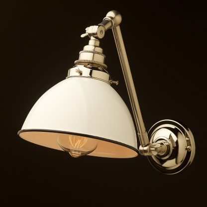 Nickel adjustable wall light white dome