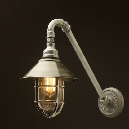 Outdoor Angled Galvanised Plumbing Pipe Wall Shade Lamp 190 antiqued