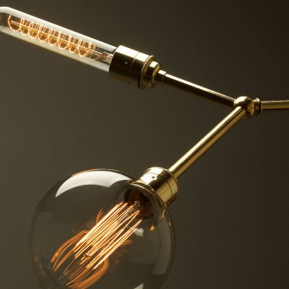 5 bulb angled brass bar chandelier
