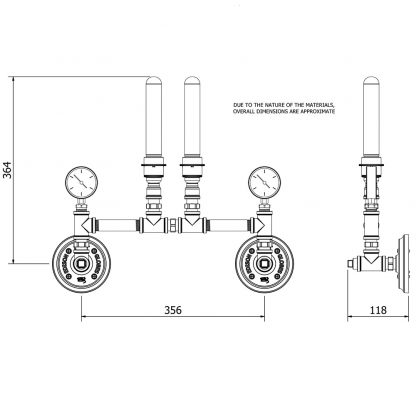 Twin tube pressure gauges wall light dimensions