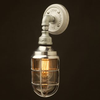 Outdoor aluminium and plumbing pipe bunker cage wall light