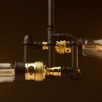 Galvanised plumbing pipe twin E40 opposing bulb light