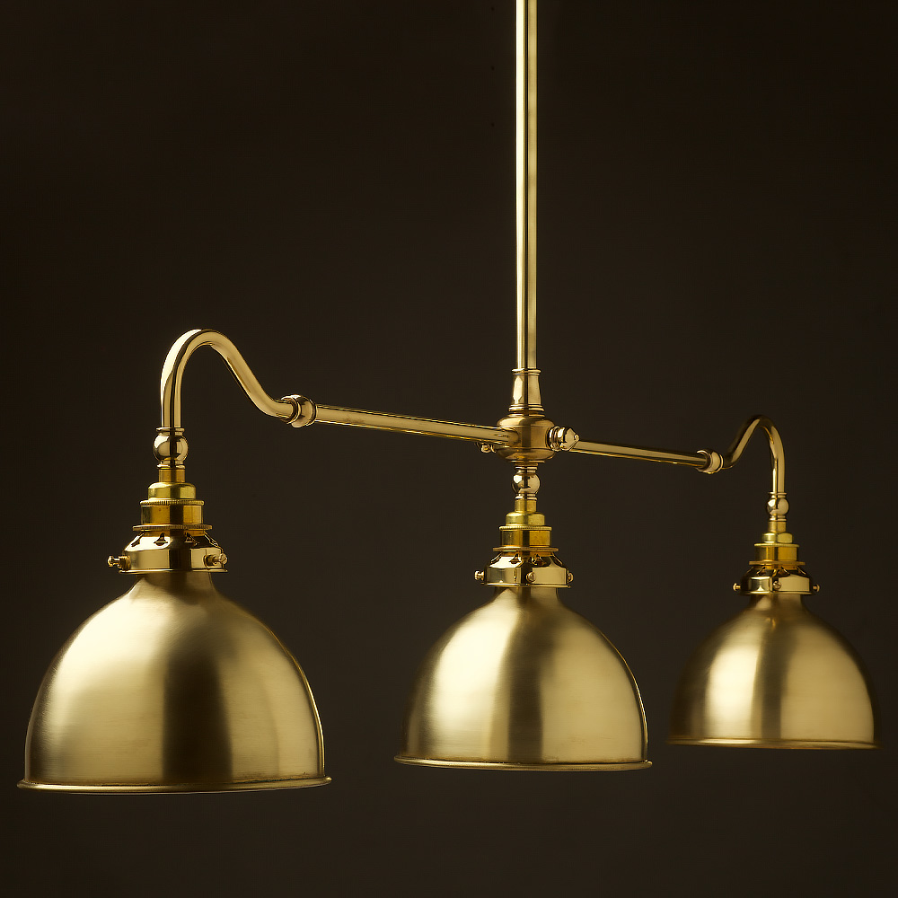 Polished Brass Single Drop Billiard, Billiard Table Light Replacement Shades