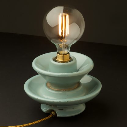 Vintage blue ceramic short insulator table lamp G125