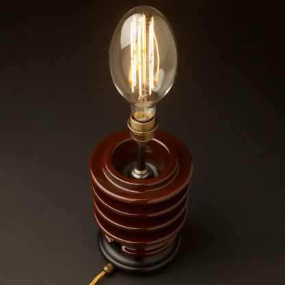 Vintage brown ceramic high tension insulator table lamp C100
