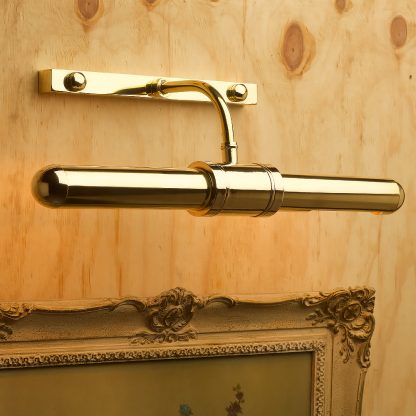 Twin tube thin brass cabinet display light angled