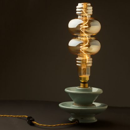 4 Watt dimmable filament LED amber glass two disc globe lamp