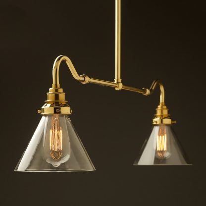 New brass single drop small table light glass cone