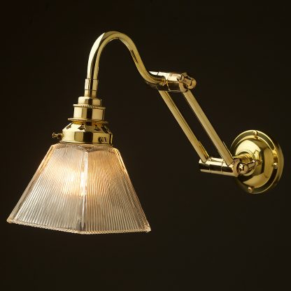 Two bend adjustable solid brass arm wall light long setting