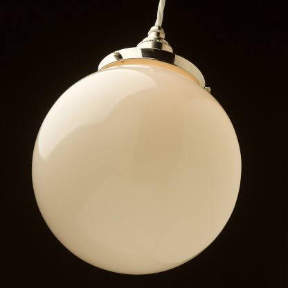 200mm Opal spherical glass pendant from below