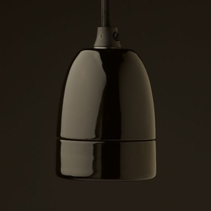 Black porcelain lamp holder Edison E40