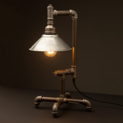 Decorative plumbing pipe table lamp galvanised shade