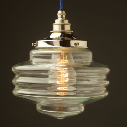 200mm clear glass schoolhouse shade pendant nickel