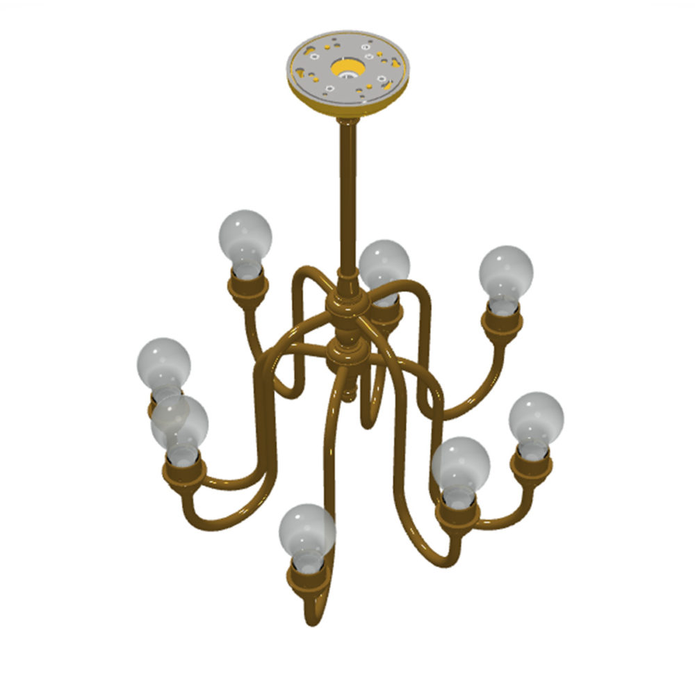 8 bulb holophane shade chandelier
