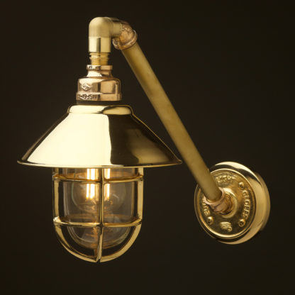 Outdoor angled solid brass plumbing pipe wall shade lamp