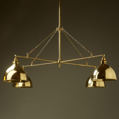 Vintage Edison polished brass full size cross billiard table light polished brass domes