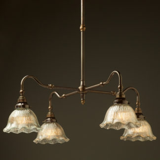 Brass four bulb Coventry bend shade light
