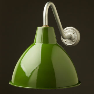 Short Goose-neck Barn light with enamel green factory shade galvanised