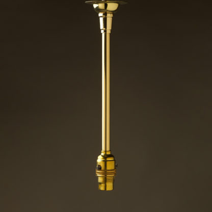 Single Rod Polished Brass lamp pendant B22 switched