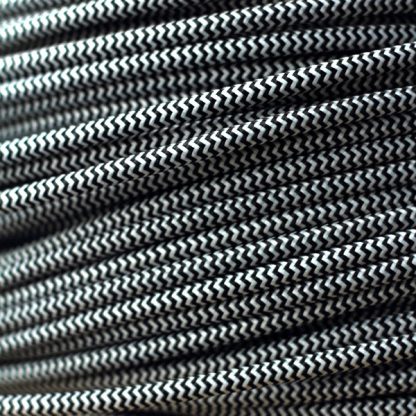 Pulley cord cloth covered Flex 120V black and white zig zag