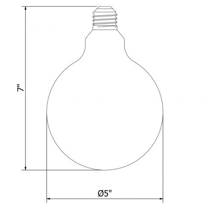 8 Watt Dimmable Lantern Filament LED Clear G125 dimensions