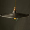 Antiqued Steel Flat Shade Brass E26 Pendant Antique brass socket