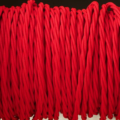 Cloth covered braided 3 core lighting Flex 120V poppy red
