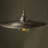 Antiqued Steel Flat Shade Brass E26 Pendant Bronze socket