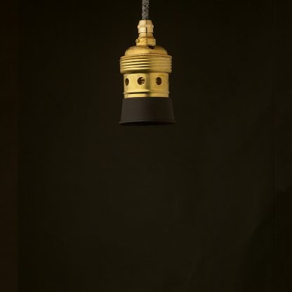 Edison style light bulb E39 Brass & black ceramic pendant no bulb
