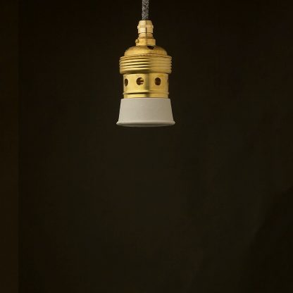 Edison style light bulb E39 Brass & white ceramic pendant no bulb