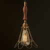 Brass Trouble Light Cage Pendant wooden handle antiqued cage