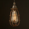 Bronze socket enclosed cage pendant rusty cage