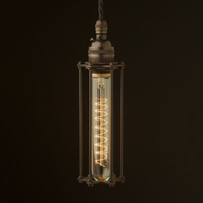 Bronze socket tube cage pendant with bronze cage