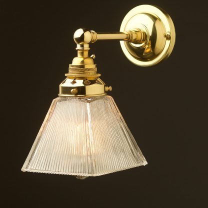 New Brass Straight arm wall sconce box holophane shade