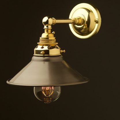 New Brass Straight arm wall sconce steel hat shade