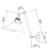 Adjustable arm wall sconce Dimensional Drawing