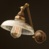 Antique brass Adjustable arm wall sconce holophane dish shade