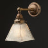 Antique Brass Straight arm wall sconce box holophane shade